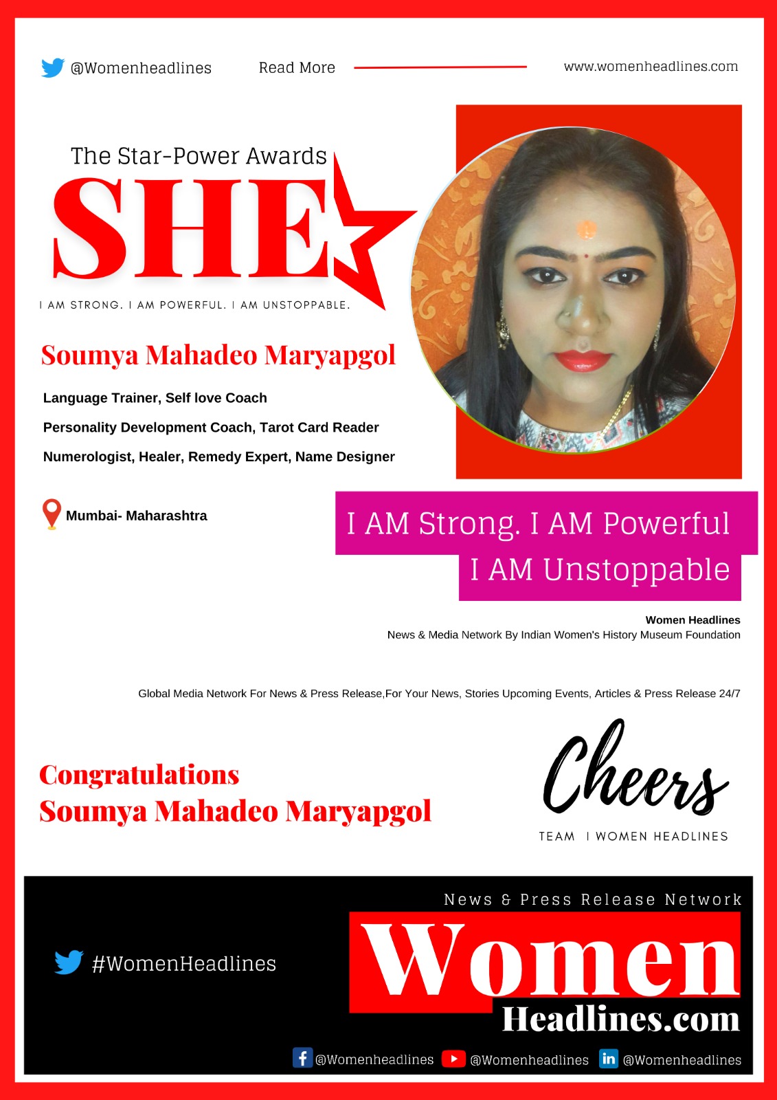 Soumya Maryapgol She Awards